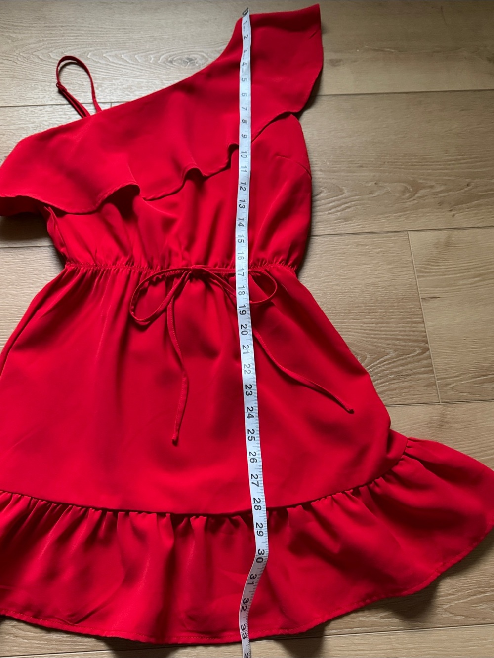 TCEC Red One-Shoulder Ruffle Mini Dress - Picture 6 of 9
